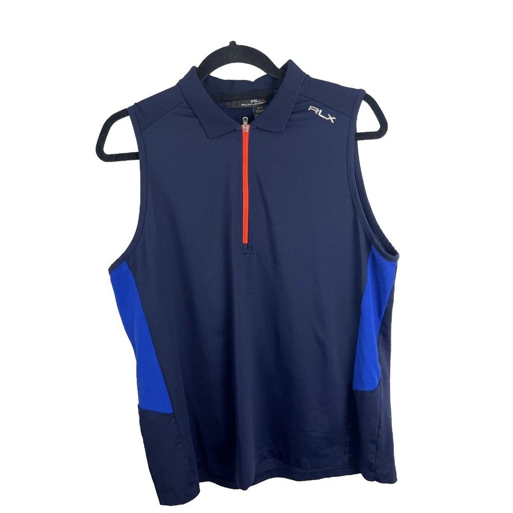 RLX Ralph Lauren Navy Blue Sleeveless Golf Shirt Ladies Size XL